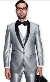  Grey Suit With Black Lapel