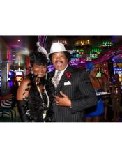  Harlem Nights Clothing - Suit + Hat + Shirt And Tie Blazer + Hat And Pants Included (As