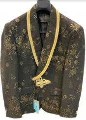  Style#-B6362 Black and Gold Tuxedo - Mens Gold Blazer