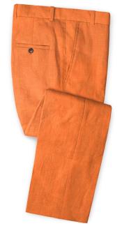  Mens Orange Linen Dress Pants