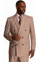  Mens Double Breasted Suit Tan Stripe