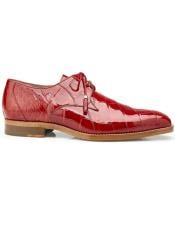  Mens Belvedere Red Genuine Alligator Tassel Laces Oxford Shoes
