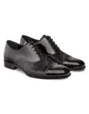  Mezlan Davos Black Patent Leather and Sequin Mens Oxford