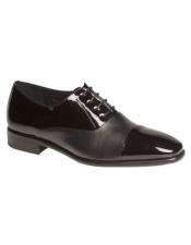  Mezlan Concerto Black Patent and Calf Leather Oxford