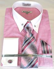  Mens Dress Shirt Point Collar Pink
