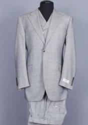  Mens Urban Grey Suit - Double Breasted Vest Pleated Pants