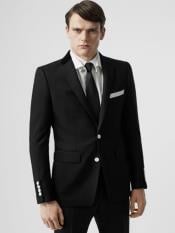  Black Blazer with White Buttons -  Mens Black Sport Coat