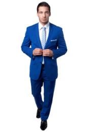  Mens Royal Blue Slim Fit Suit