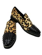  Mens Slip On Leopard Print Loafers Shoes