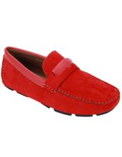  Velvet Loafer - Red Slip On Casual Shoe