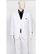  White Tuxedo With Print Sateen Lapel - White Wedding Suit