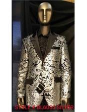  Style#-B6362 Mens Big and Tall Sequin Blazer - Shiny Fancy Sport Coat