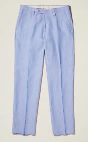  Linen Flat Front Pants — Lt Blue Colors