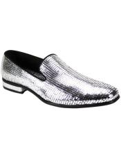  SKU#6882 Sequence Slip On Shoe - Fashion Party Shoe Silver