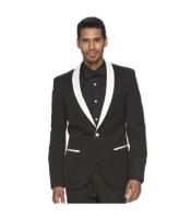  Mens Black and White Suit