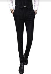  Black Pinstripe Dress Pants - Gangster Dress Pants - 1920s Pants
