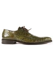  Mezlan Anderson Mens Shoes Olive Exotic Caiman Crocodile Oxfords