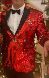  Mens Sequin Suit With Black Pants and Matching Bowtie