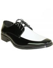  Mens Gangster Shoes Mens White ~ Black Two-Tone Lace Up Shoe