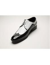  Mens Gangster Shoes Mens Two Toned Black/White Wingtip Fashion Dress Oxford Shoes