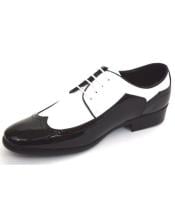 Mens Gangster Shoes Men's Two Toned Black ~ White Lace Up Wi