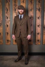  Mens Brown Tweed Suit - Wool Suit - Winter Fabric Heavy Suit