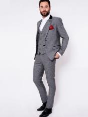  Mens Gray Tweed Suit - Grey Wool Suit - Winter Fabric Heavy