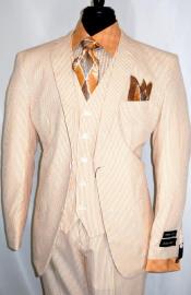  Peach Suit - Orange Suit - Seersucker Suit - Vested Suit