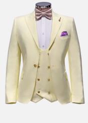  Ivory and Gold Suit with Gold Buttons with Double Breasted Vest -