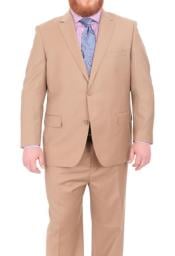  Suits For Big Belly Solid Tan - Wool