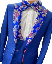  Royal Blue Tuxedo Suit With Matching Vest and Bowtie