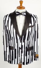  1920 Blazer - Mens Black and White Pinstripe Blazer - Black and