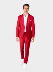  Mens One Button Peak Label Red