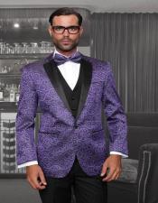  Mens Purple Tuxedo With Pants and Bowtie Package - Wool