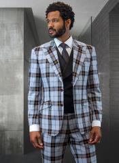  Statement Suit - Plaid Suits - Peak Lapel Suit #4 Windowpane Suit