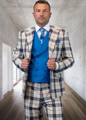  Statement Suit - Plaid Suits - Peak Lapel Suit #4 Windowpane Suit