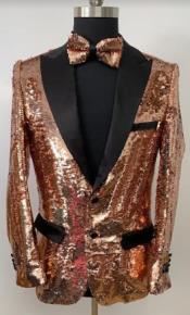  Rose Gold Sequin Blazer - Rose Gold Tuxedo With Matching Bowtie