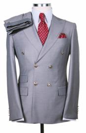  Slim Fitted Cut Mens Double Breasted Blazer - Silver Double Breasted Sport
