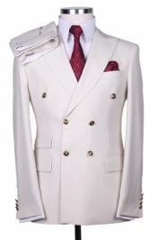  Slim Fitted Cut Mens Double Breasted Blazer - Off-white Double Breasted Sport