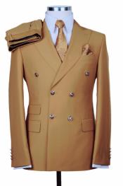  Slim Fitted Cut Mens Double Breasted Blazer - Tan Double Breasted Sport Coat