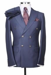  Slim Fitted Cut Mens Double Breasted Suit - Fabric - Flat Front