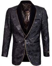  Black and Gold Blazer - Paisley Floral Sport Coat