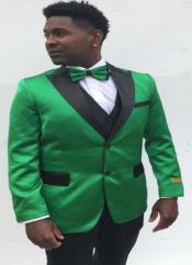  Style#-B6362 Shiny Green Blazer - Green Tuxedo Dinner Jacket with Bowtie