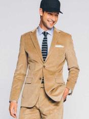  Mens 2 Buttons Style CORDUROY SUIT ( Blazer Sportcoat + Slacks) Tan