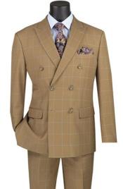  Mens Plaid Suit - Windowpane Suit - Double Breasted Suits