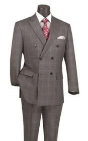  Mens Plaid Suit - Windowpane Suit - Double Breasted Suits