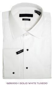  White Lay-Down Tuxedo shirt for men