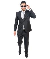  34s Suit - 34 Short Shiny Black Suit - Size 34 Suit - 34s Slim Fit Suit