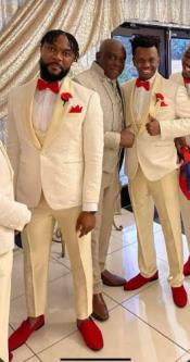  Mens Ivory Tuxedo - Cream Vested Suits - 3 Piece Suit