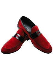  Mens Red Suede Loafers Modern Dress Shoes